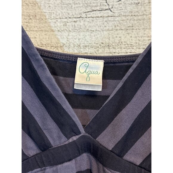 Aqua Striped Spaghetti Strap Tank Top Small - Picture 2 of 4